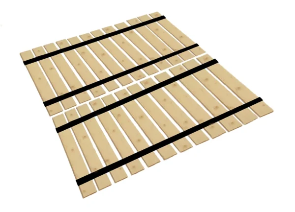 A pair of wooden slats with black strips on them.