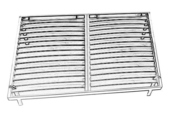 A grill grate with two rows of bars.