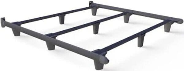 A bed frame with two pieces of metal.