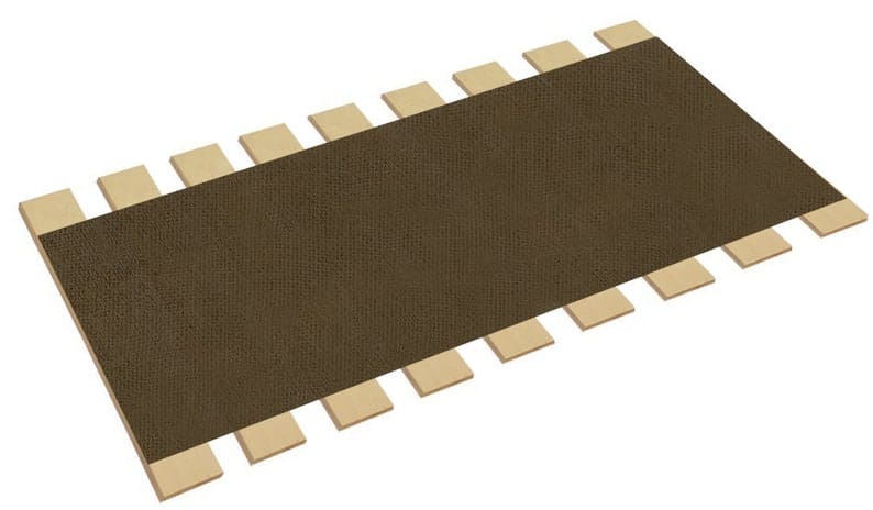 A brown mat with beige borders on top of it.