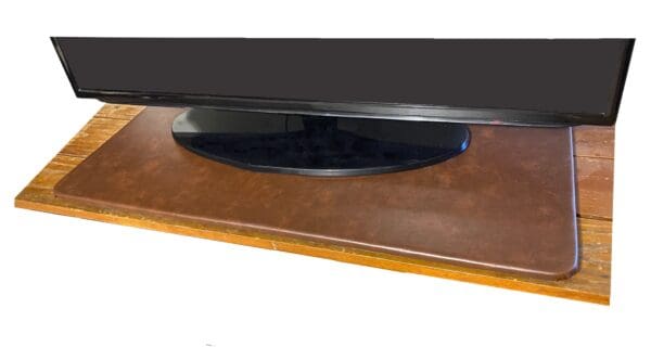 Computer Monitor Pedestal Stand Rotating Rectangular Turntable Covered in a Black Colored Vinyl - Custom Size Wood Swivel Monitor Lazy Susan - Image 5