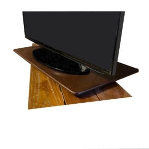 TV Stand Rotating Rectangular Turntable Covered in a Chestnut Brown Colored Vinyl - Custom Size Wood Swivel Lazy Susan