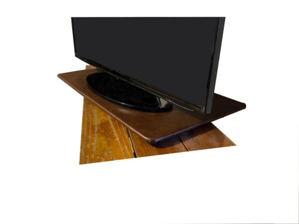 Computer Monitor Pedestal Stand Rotating Rectangular Turntable Covered in a Black Colored Vinyl - Custom Size Wood Swivel Monitor Lazy Susan