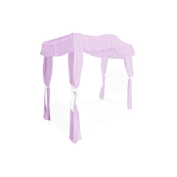TWIN SIZE Solid Lavender Canopy Bed Fabric Top with Drape Curtains and White Eyelet Ribbon Ties