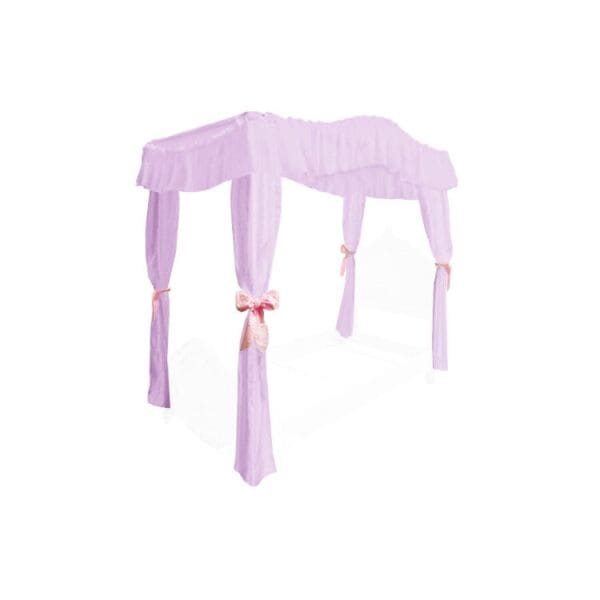 TWIN SIZE Solid Lavender Canopy Bed Fabric Top with Drape Curtains and Light Pink Eyelet Ribbon Ties