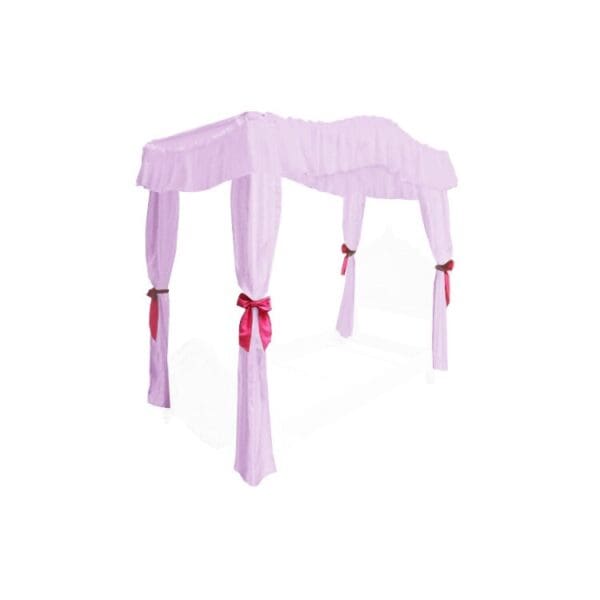 TWIN SIZE Solid Lavender Canopy Bed Fabric Top with Drape Curtains and Hot Pink Ribbon Ties