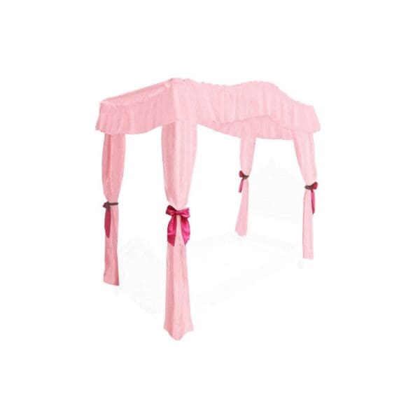 TWIN SIZE Solid Light Pink Canopy Bed Fabric Top with Drape Curtains and Hot Pink Ribbon Ties