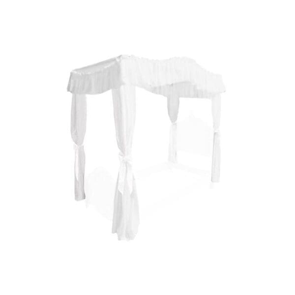 FULL SIZE Solid White Canopy Bed Fabric Top with Princess Drape Curtains and White Ribbon Ties