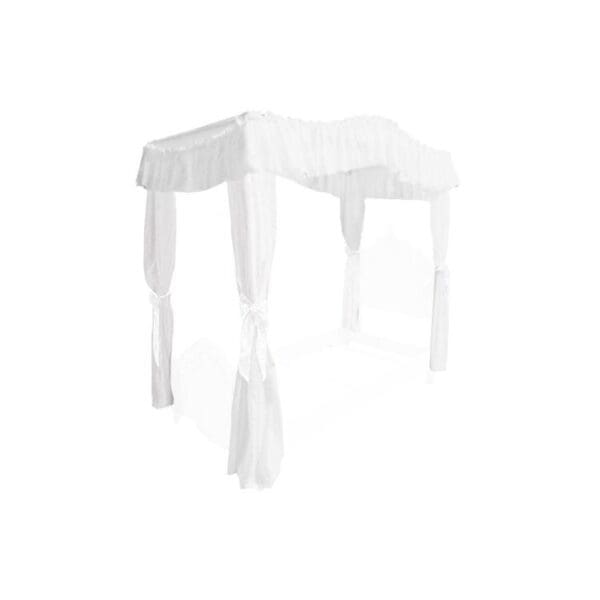 FULL SIZE Solid White Canopy Bed Fabric Top with Princess Drape Curtains and White Eyelet Ribbon Ties