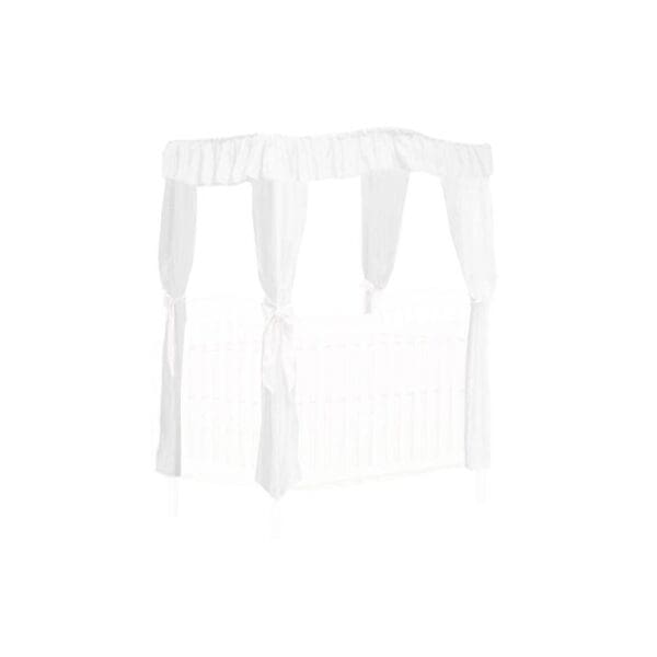 CRIB SIZE Solid White Canopy Bed Fabric Top with  Princess Drapes and White Ribbon Ties