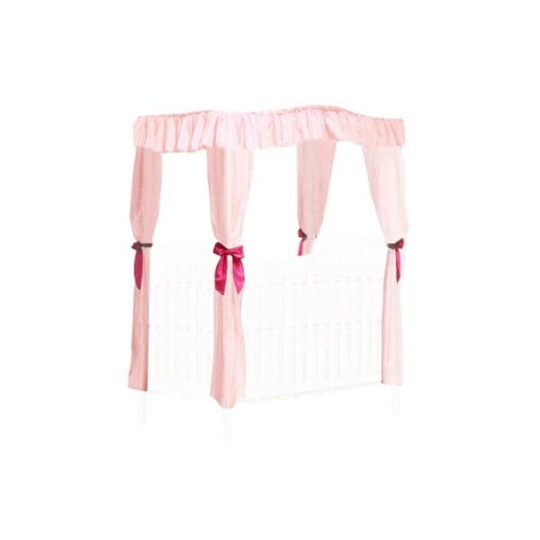 CRIB SIZE Solid Pink Canopy Bed Fabric Top with  Princess Drapes and Hot Pink Ribbon Ties