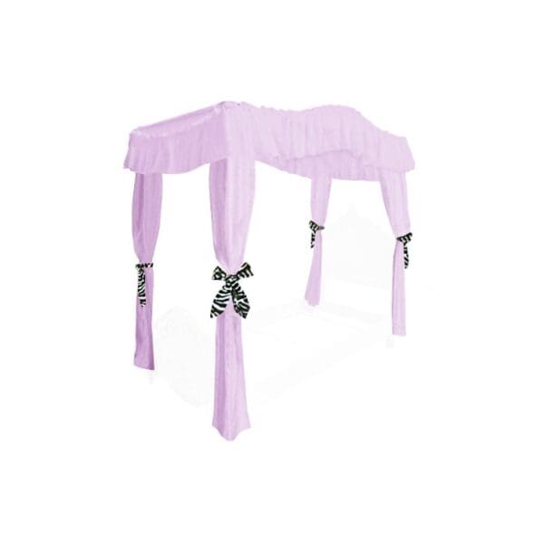 TWIN SIZE Solid Lavender Canopy Bed Fabric Top with Drape Curtains and Zebra Ribbon Ties