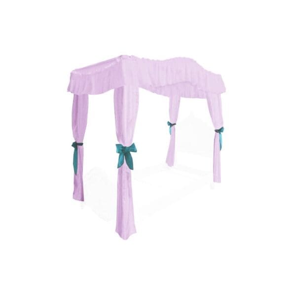TWIN SIZE Solid Lavender Canopy Bed Fabric Top with Drape Curtains and Turquoise Ribbon Ties