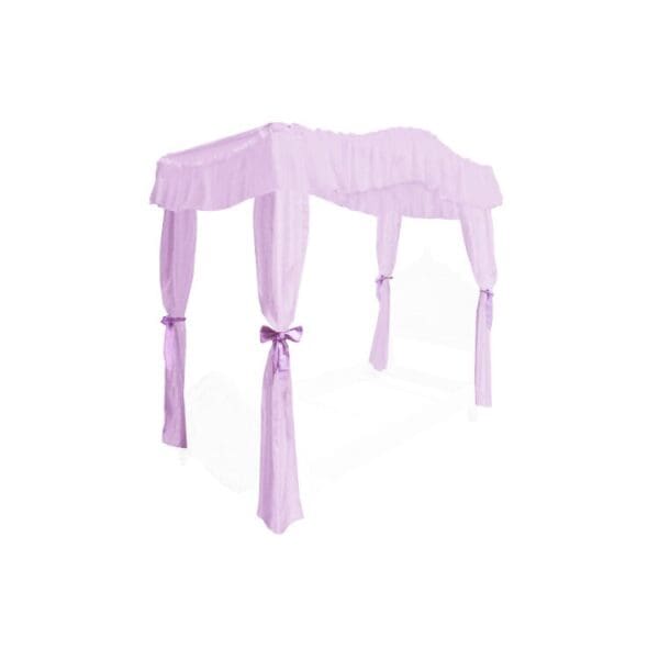 TWIN SIZE Solid Lavender Canopy Bed Fabric Top with Drape Curtains and Lavender Ribbon Ties