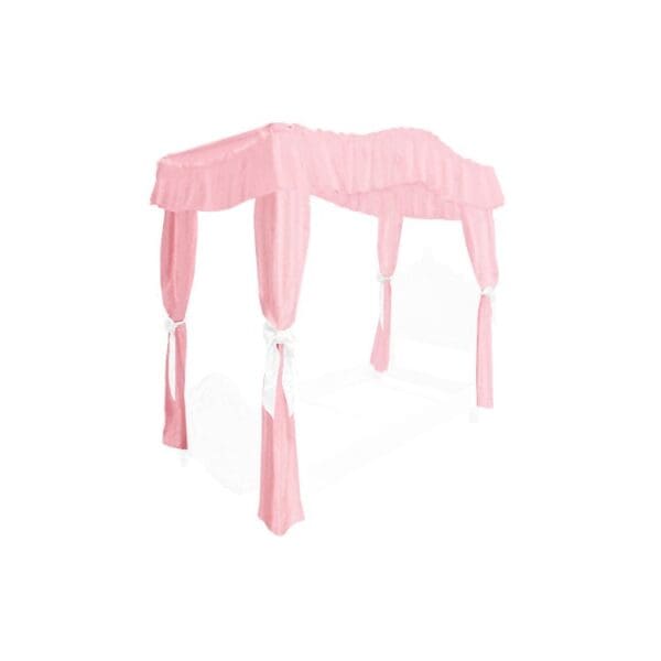 FULL SIZE Solid Light Pink Canopy Bed Fabric Top with Drape Curtains and White Ribbon Ties