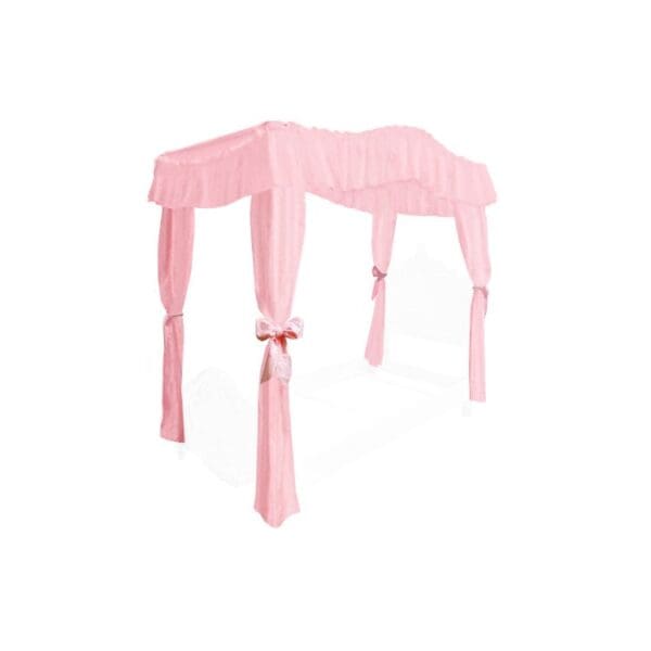 TWIN SIZE Solid Light Pink Canopy Bed Fabric Top with Drape Curtains and Light Pink Ribbon Ties