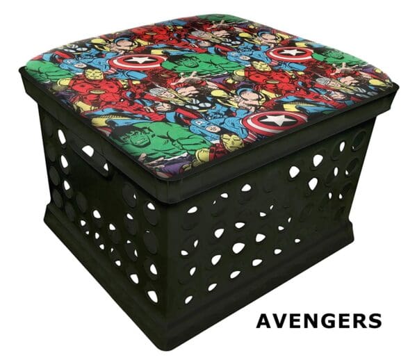 School Storage Crate Black Utility Container for Home/School use with a Comic Book Hero Theme Seat Cushion and a FREE Flashlight! - Image 2
