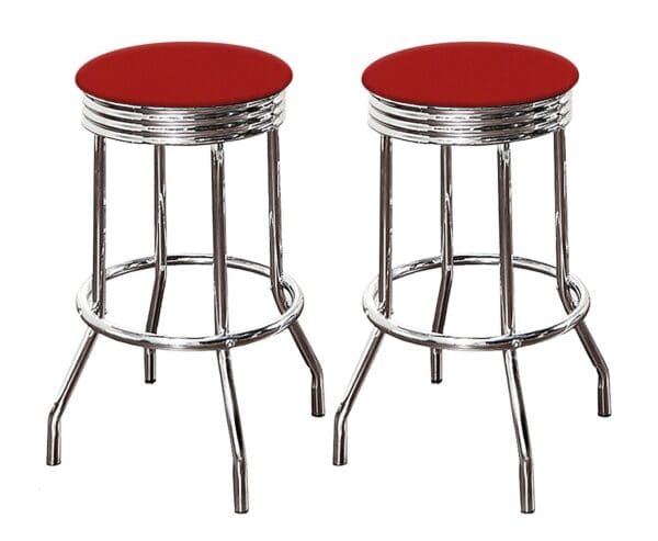 Bar Stool Set 31" Tall Retro Style Swivel Seat Chrome Stools Chair with Red Vinyl