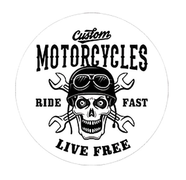 Motorcycle Live Free Skull Themed Bar Stool 24" or 29" Retro Style Backless Chrome Stool with Logo on a Colored Vinyl Swivel Seat Cushion - Image 4