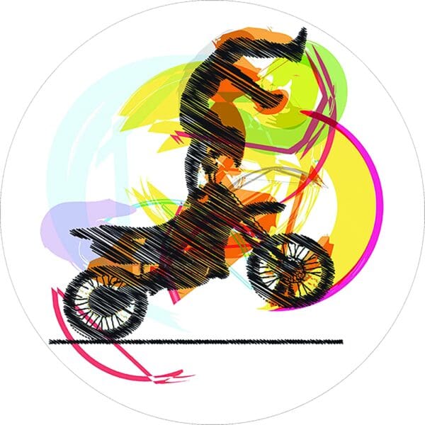 Motorcycle Tricks Dirt Bike Themed Bar Stool 24" or 29" Retro Style Backless Chrome Stool with Logo on a Colored Vinyl Swivel Seat Cushion - Image 5