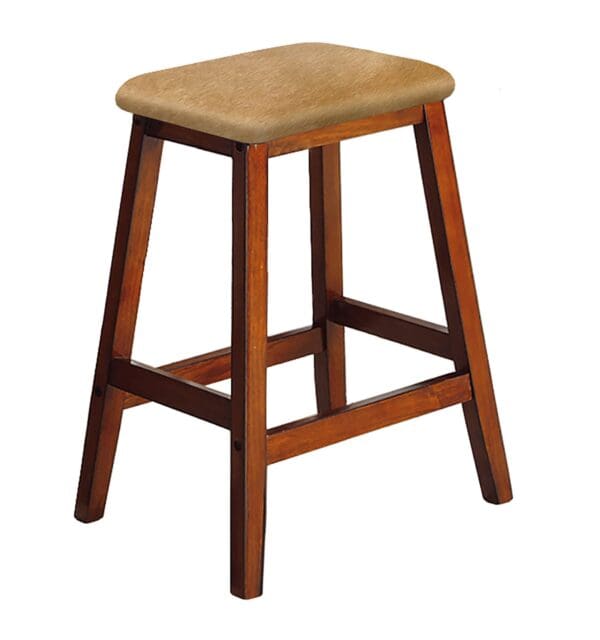 Bar Stool 29" Tall Dark Oak Finish Wood Stool Authentic Cowhide Covered Saddle Seat Style - Image 6