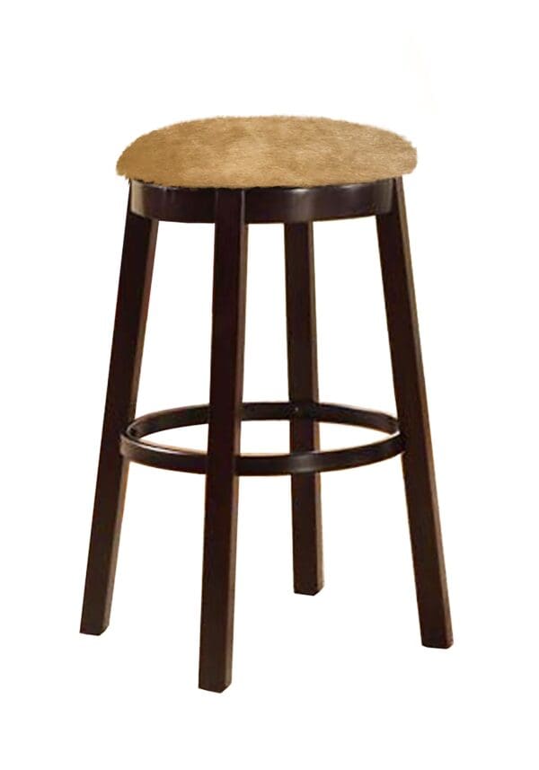 Bar Stool Authentic Cowhide Covered Seat Cushion on an Espresso Finish Wood with Straight Legs and Swivel Seat - Image 6