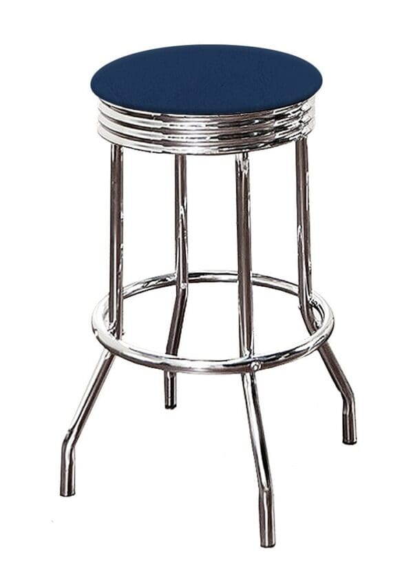 Bar Stool Swivel Seat 24" or 29" Tall Retro Style Chrome Stool with Your Choice of a Colored Vinyl Covered Padded Seat Cushion - Image 7