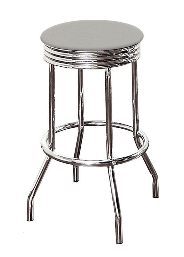 Bar Stool Swivel Seat 24" or 29" Tall Retro Style Chrome Stool with Your Choice of a Colored Vinyl Covered Padded Seat Cushion - Image 5