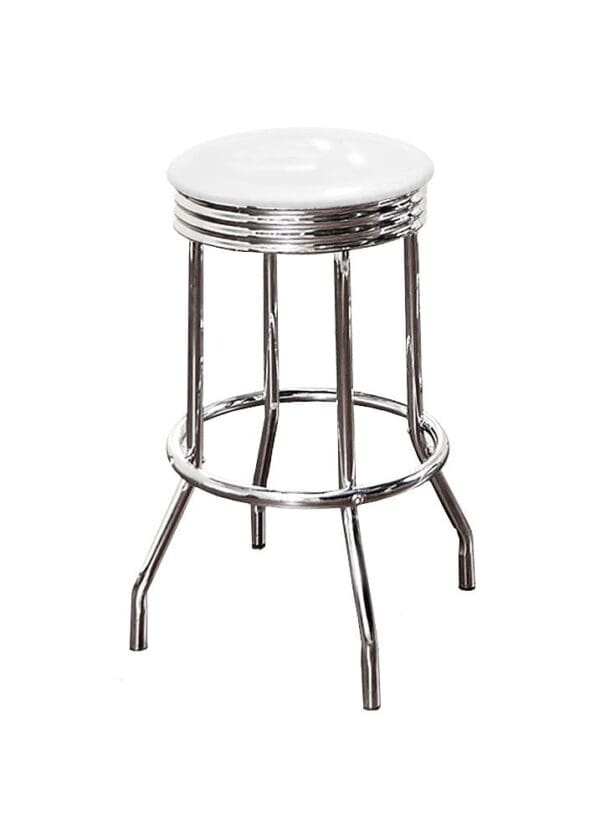 Bar Stool Swivel Seat 24" or 29" Tall Retro Style Chrome Stool with Your Choice of a Colored Vinyl Covered Padded Seat Cushion - Image 3