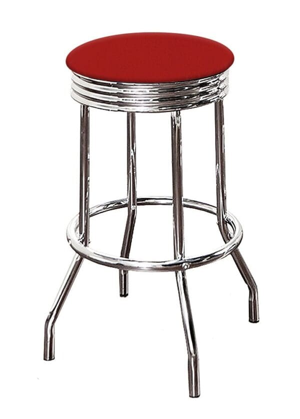 Bar Stool Swivel Seat 24" or 29" Tall Retro Style Chrome Stool with Your Choice of a Colored Vinyl Covered Padded Seat Cushion - Image 9