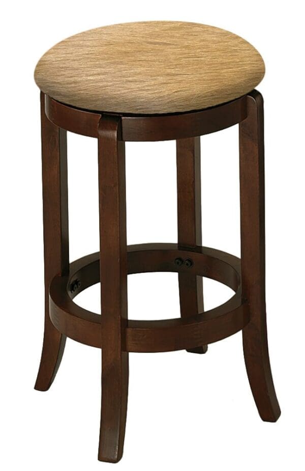 Bar Stool Authentic Cowhide Custom Covered Seat Cushion 24" or 29" Espresso Finish Swivel Seat Wood Stool with Curved Legs - Image 6