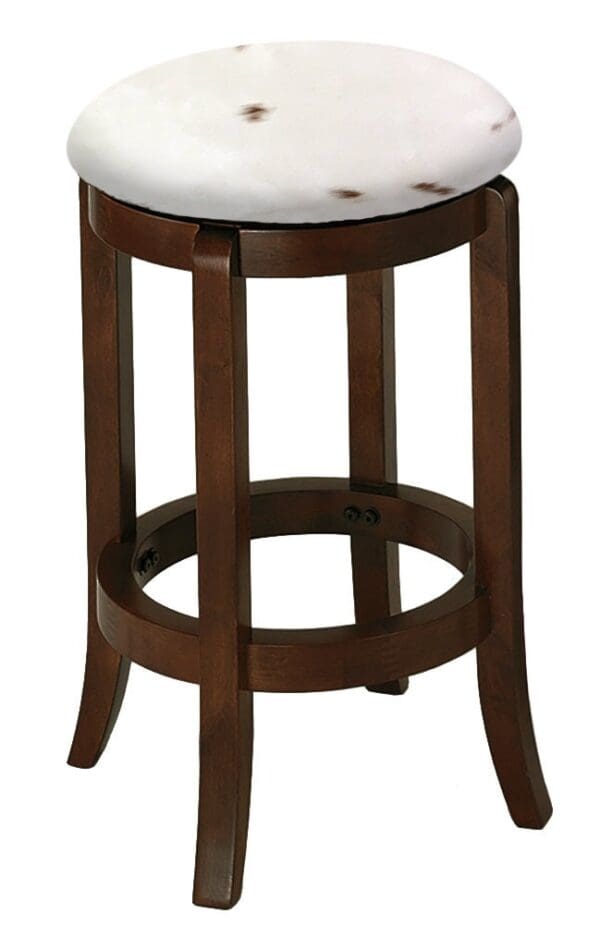 Bar Stool Authentic Cowhide Custom Covered Seat Cushion 24" or 29" Espresso Finish Swivel Seat Wood Stool with Curved Legs - Image 10