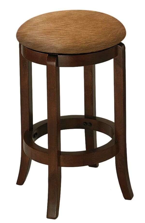 Bar Stool Authentic Cowhide Custom Covered Seat Cushion 24" or 29" Espresso Finish Swivel Seat Wood Stool with Curved Legs - Image 8