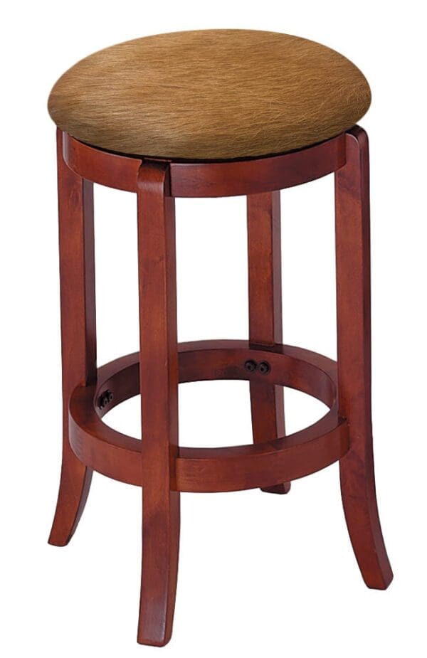 Bar Stool Authentic Cowhide Covered Seat Cushion 24" or 29" Cherry Finish Swivel Seat Wood Stool with Curved Legs - Image 8