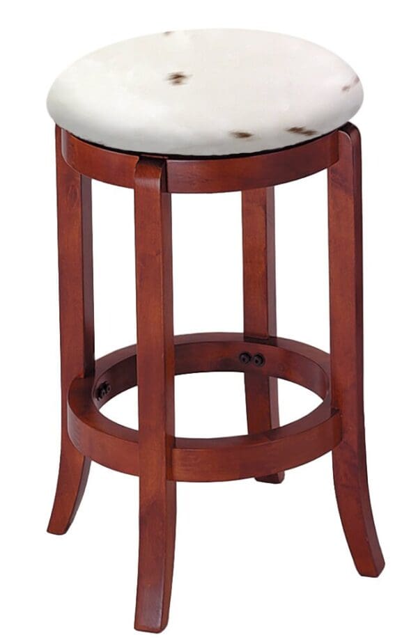 Bar Stool Authentic Cowhide Covered Seat Cushion 24" or 29" Cherry Finish Swivel Seat Wood Stool with Curved Legs - Image 10
