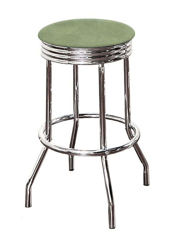 Bar Stool Swivel Seat 24" or 29" Tall Retro Style Chrome Stool with Your Choice of a Colored Vinyl Covered Padded Seat Cushion - Image 4