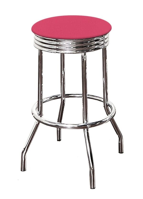 Bar Stool Swivel Seat 24" or 29" Tall Retro Style Chrome Stool with Your Choice of a Colored Vinyl Covered Padded Seat Cushion - Image 6