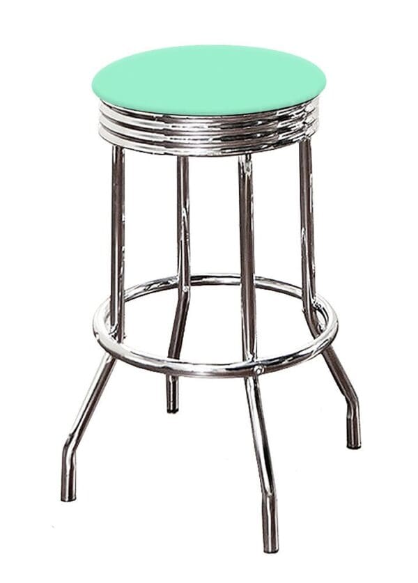 Bar Stool Swivel Seat 24" or 29" Tall Retro Style Chrome Stool with Your Choice of a Colored Vinyl Covered Padded Seat Cushion - Image 8