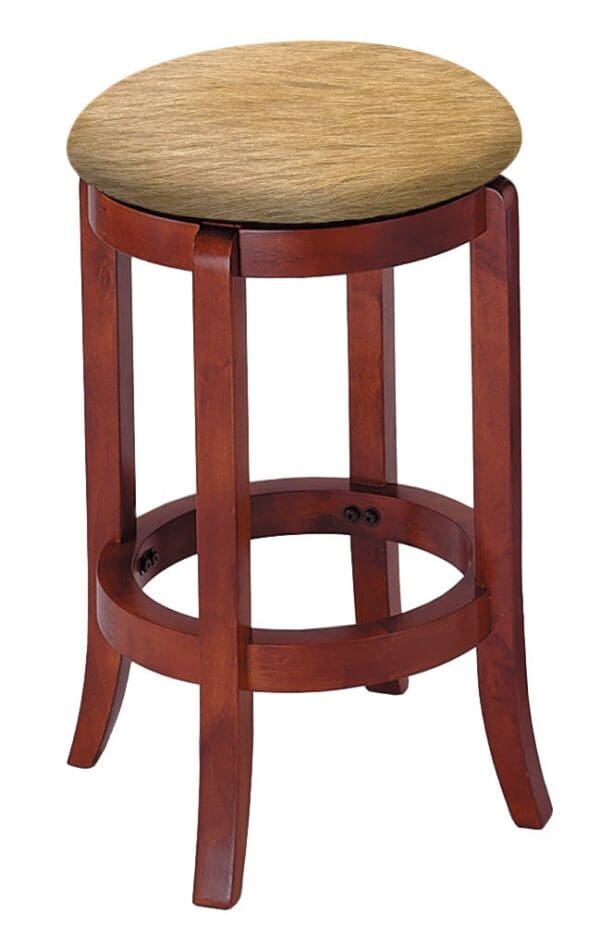 Bar Stool Authentic Cowhide Covered Seat Cushion 24" or 29" Cherry Finish Swivel Seat Wood Stool with Curved Legs - Image 6