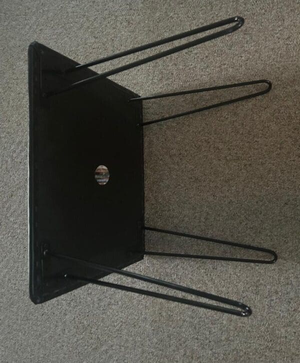 Black End Tables / Nightstands  in Vintage Look Solid Iron Hairpin Legs Wood and Vinyl Top Handmade - Image 3