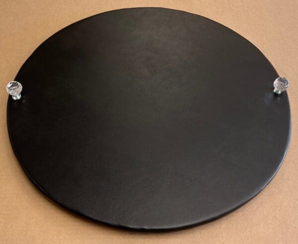 Lazy Susan - Custom Size - w Handles Turntable/Kitchen Organizer/Spinning Game Board/Monitor TV Stand Covered in Vinyl (Black Brown Variety)