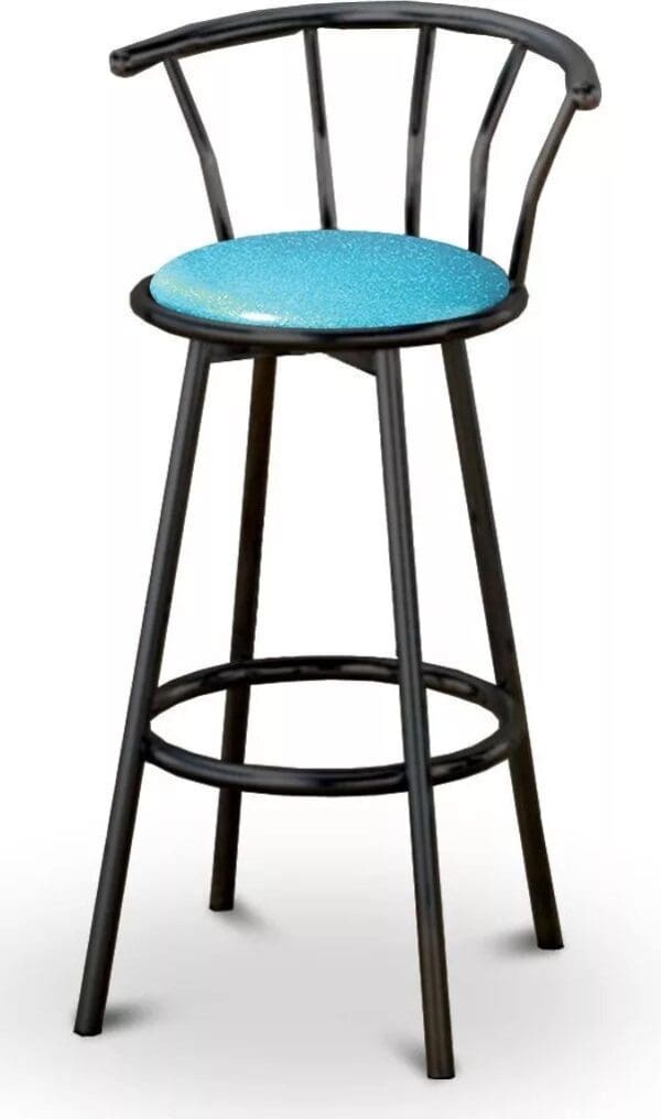 Bar Stools Black Metal Counter height 24" or 29" Glitter Vinyl Cushion 360 Swivel Barstools Chairs w Backrests and Footrest New! - Image 5