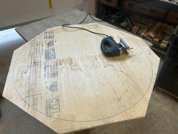 Game Board Lazy Susan Style Covered in Red Speed Cloth Un-suited - Custom sizes from 18" to 32" Round Wood - Image 2
